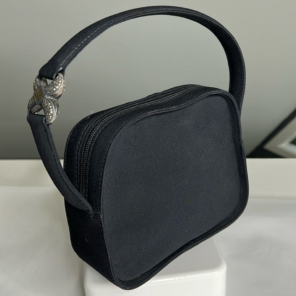 Judith Jack Black Crepe Evening Hand Bag Marcasite Adornment